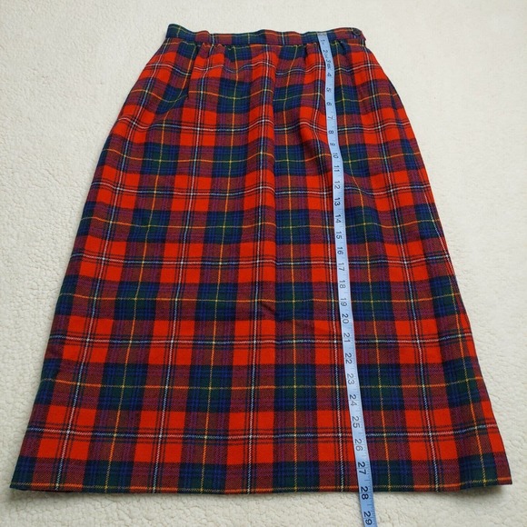 Vintage Pendleton Plaid Wool Skirt Sz 8 26 W Authentic Boyd Tartan Red Made USA - Picture 9 of 10